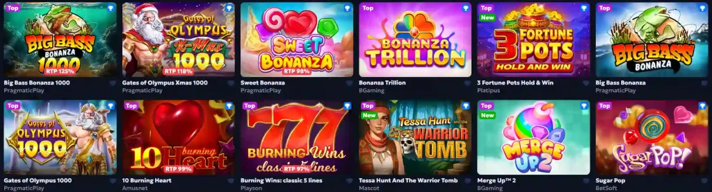 Casper Bets Casino slot games lobby with popular online slots