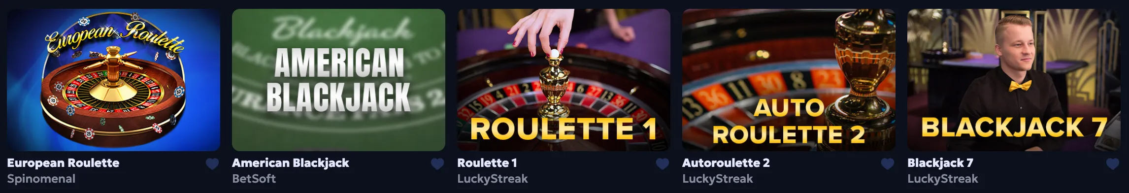 Classic casino table games and card games at CasperBets